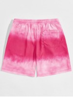 Men Drawstring Waist Tie Dye Shorts