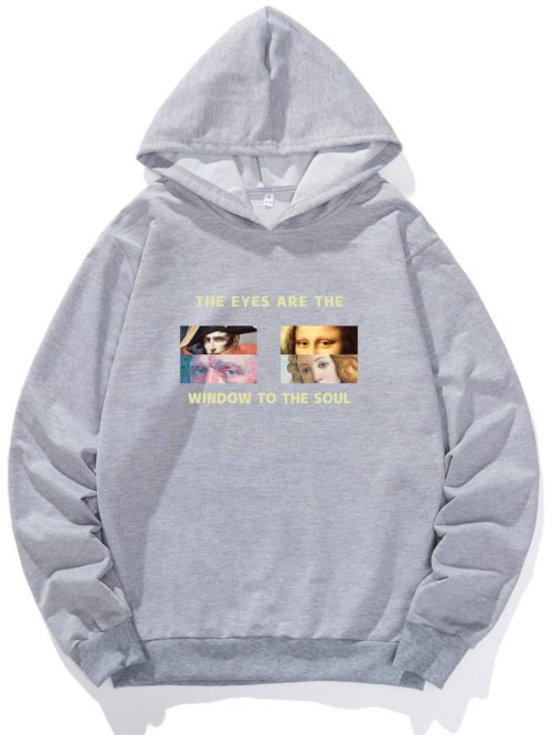 Men Slogan And Figure Graphic Hoodie