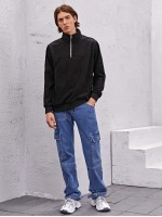 Men Corduroy Half Zipper Sweatshirt