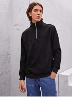 Men Corduroy Half Zipper Sweatshirt