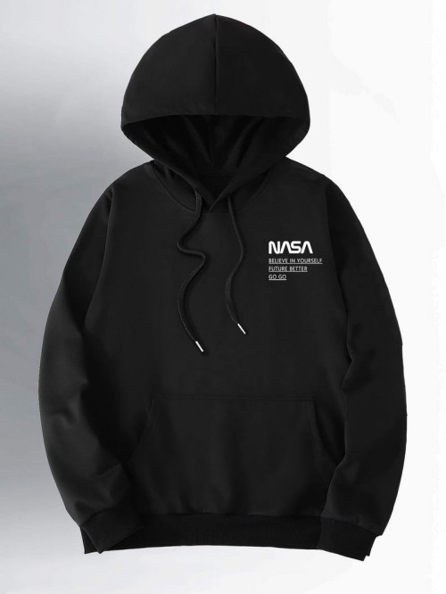 Men Slogan Graphic Hooded Sweatshirt