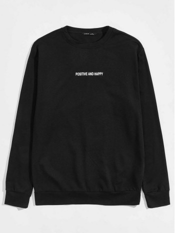 Men Slogan Graphic Pullover