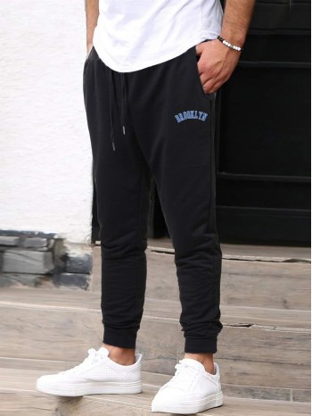 Men Letter Graphic Drawstring Waist Sweatpants