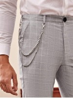 Men Chain Detail Plaid Pants