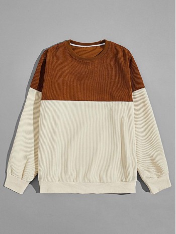 Men Two Tone Rib-Knit Sweatshirt