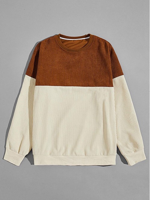 Men Two Tone Rib-Knit Sweatshirt