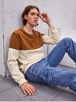 Men Two Tone Rib-Knit Sweatshirt