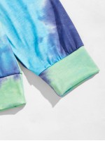 Men Tie Dye Hokusai Kanagawa Tidal Wave Tsunami Hoodie & Drawstring Track Shorts