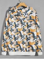 Men Banana & Tropical Print Drop Shoulder Hoodie