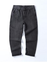 Men Straight Leg Solid Jeans