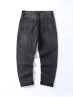 Men Straight Leg Solid Jeans