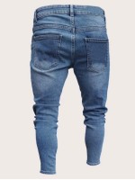 Men Side Stripe Belted Jeans