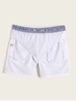 Men Drawstring Waist Swim Trunks