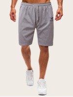 Men Letter Graphic Drawstring Athletic Shorts