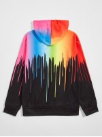 Men Colorblock Ombre Drawstring Hoodie