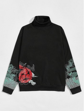 Men Chinese Dragon And Cloud Graphic Sweatshirt