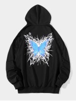 Men Butterfly And Letter Graphic Hoodie