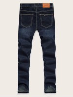 Men Button Fly Solid Jeans