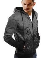 Men Tie Dye Zip Up Drawstring Hooded Sweatshirt