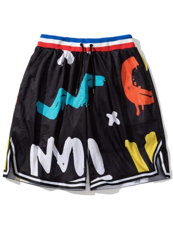 Men Striped Letter Graphic Track Shorts