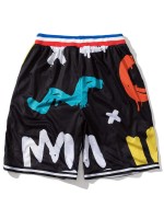 Men Striped Letter Graphic Track Shorts