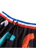 Men Striped Letter Graphic Track Shorts