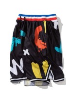 Men Striped Letter Graphic Track Shorts