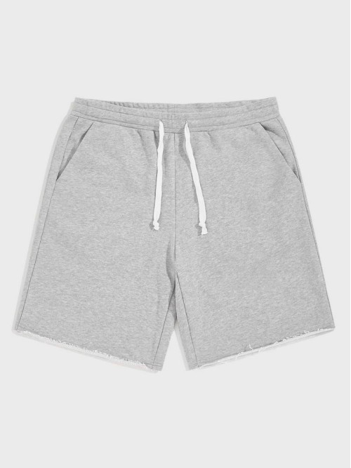 Men Heathered Gray Drawstring Athletic Shorts