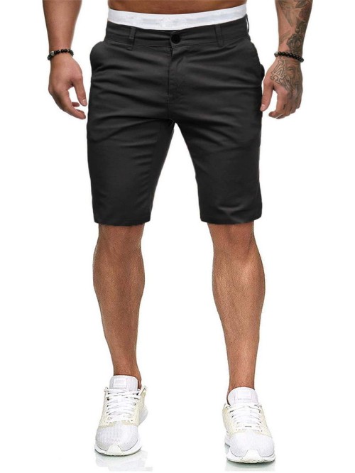 Men Solid Slant Pocket Bermuda Shorts