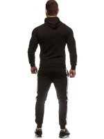 Men Contrast Panel Drawstring Hoodie & Sweatpants