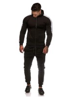 Men Contrast Panel Drawstring Hoodie & Sweatpants