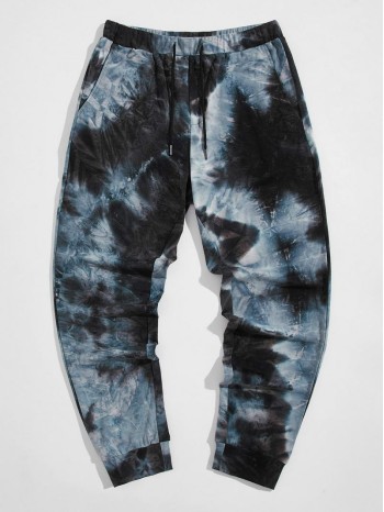 Men Drawstring Waist Tie Dye Joggers