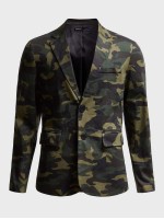 Men Single Breasted Camo Blazer & Pants Set