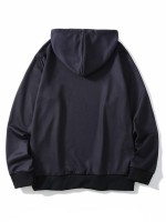 Men Colorblock Letter Graphic Drawstring Hoodie