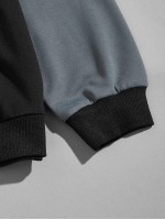 Men Colorblock Kangaroo Pocket Sweatshirt & Sweatpants