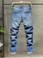 Men Cat Whiskers Washed Jeans