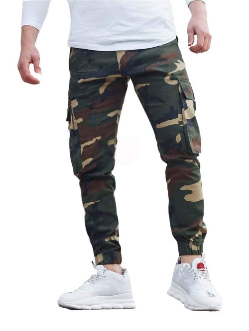 Men Camo Print Flap Pocket Cargo Jeans