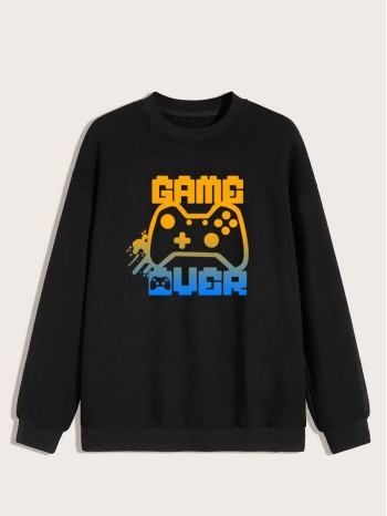 Men Cartoon And Letter Graphic Sweatshirt