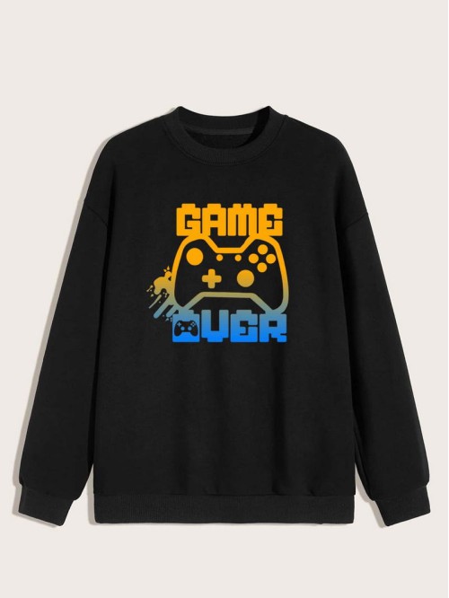 Men Cartoon And Letter Graphic Sweatshirt