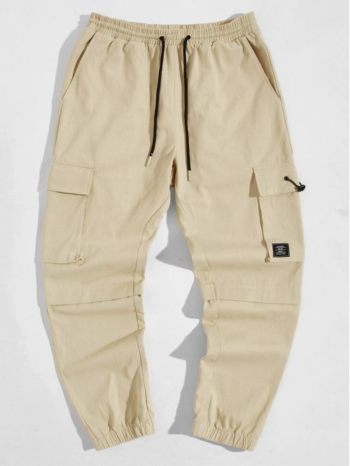 Men Drawstring Waist Cargo Pants