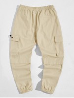 Men Drawstring Waist Cargo Pants