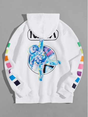 Men Astronaut & Letter Graphic Hoodie