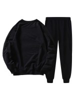 Men Car Print Sweatshirt With Drawstring Joggers