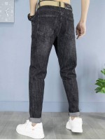 Men Washed Slant Pocket Jeans Without Belted