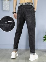 Men Washed Slant Pocket Jeans Without Belted