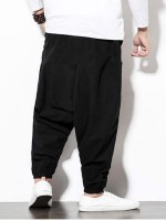 Men Solid Slant Pocket Harem Pants