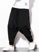 Men Solid Slant Pocket Harem Pants