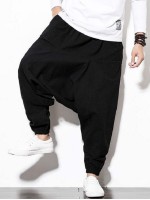 Men Solid Slant Pocket Harem Pants