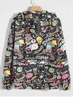 Men Allover Print Drawstring Hoodie