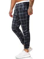 Men Drawstring Waist Plaid Pants